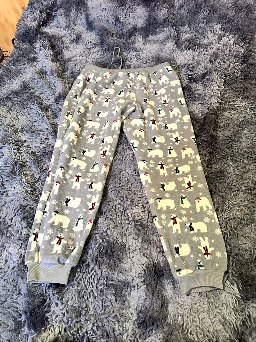 Cuddl Duds Gray Polar Bear Print Fleece Pajama Pants